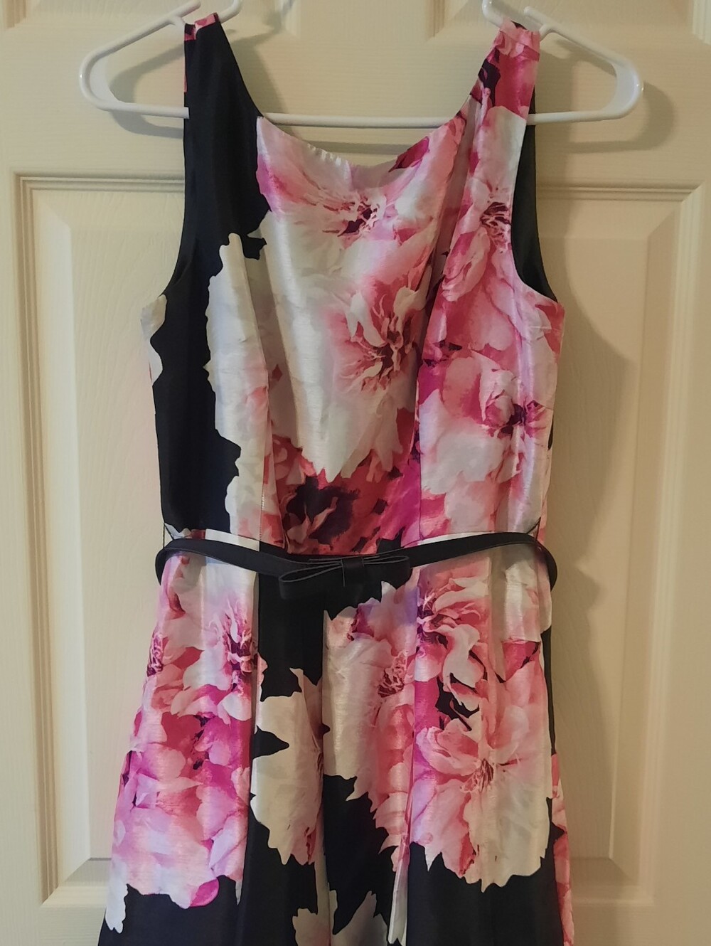 Dress Barn Pink and Black Floral Midi Dress